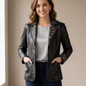 Pamela McCoy Studded Leather Jacket EUC ❤️